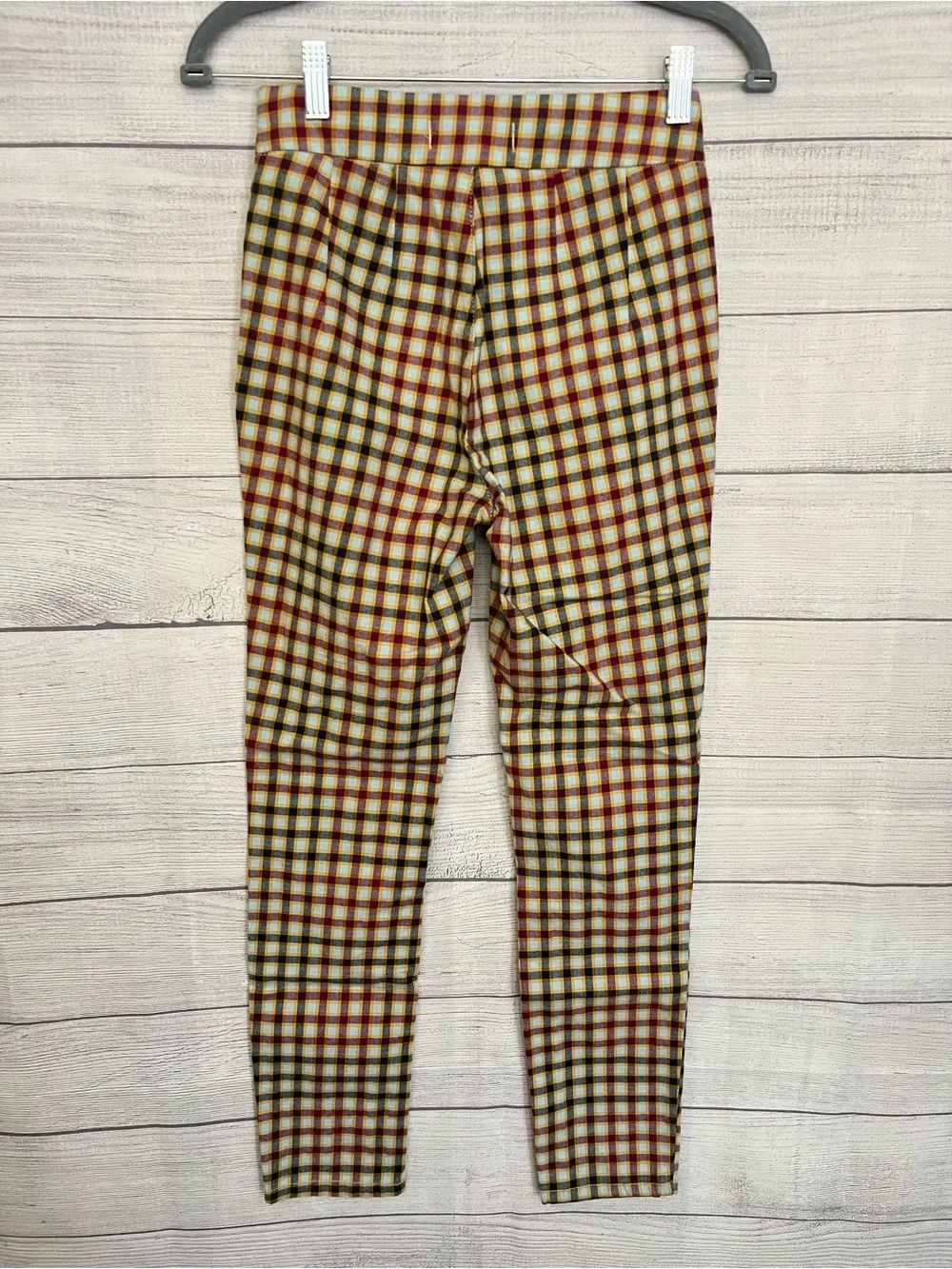 Free People | High-Waist Gingham Printed Skinny Pants